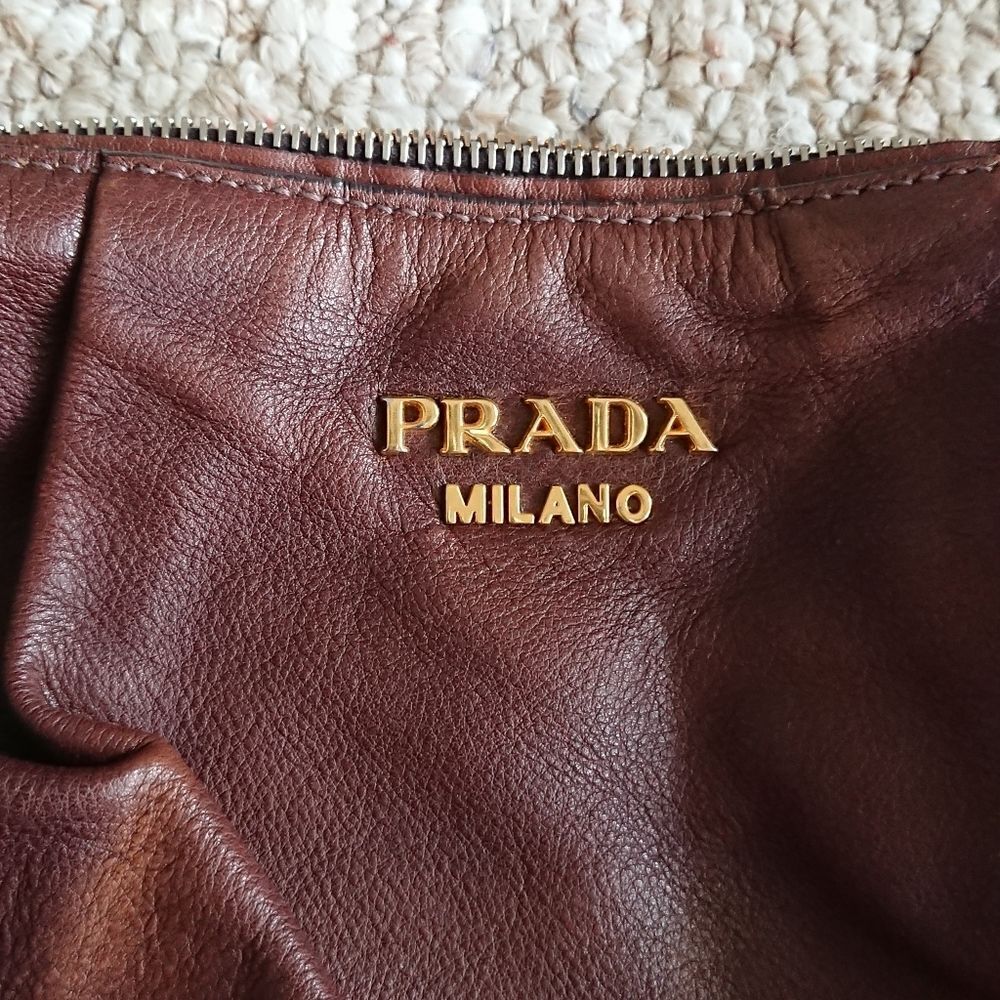 PRADA coffee brown calfskin Hobo Bag - Picture 3 of 14